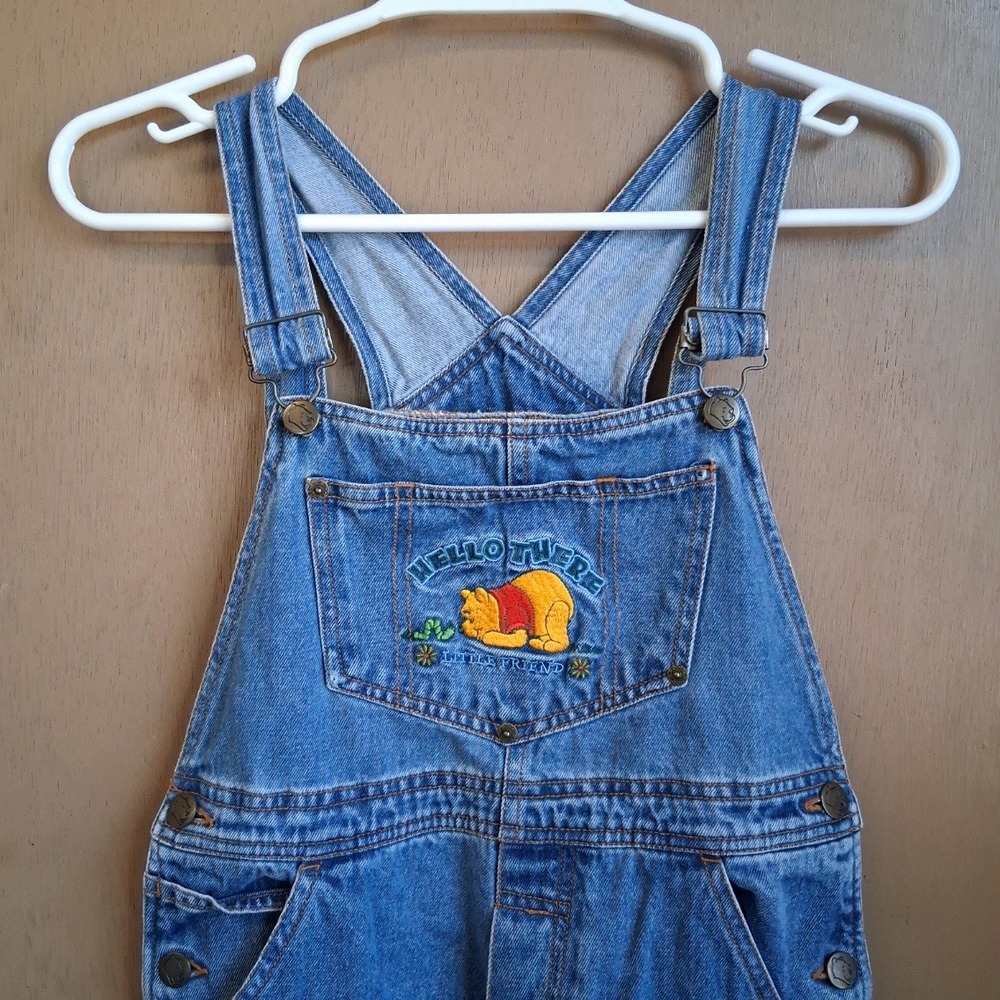 Vintage Disney Winnie The Pooh Denim Overalls Women's/Girls Size Large 90s Y2K